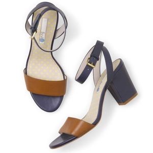 BODEN KIRSTEN SANDALS NAVY TAN ANKLE STRAP SZ 8